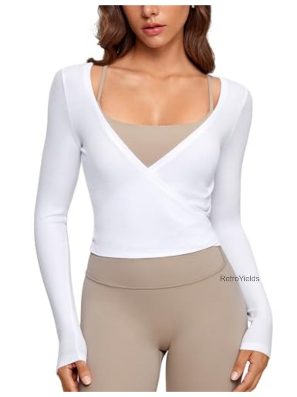 Wrap Design Ribbed Modal Long Sleeve V-Neck Ballet Active Top